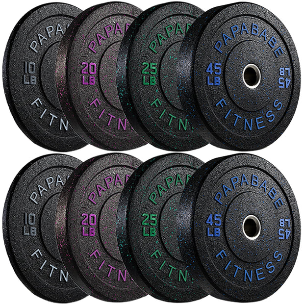 Papababe Weight Plates, 2-Inch Weights Plates Set, Floor Protective Rubber Weight Plates, 10-600lbs Bumper Plates for Barbell Strength Training & Weightlifting (Single/Pair/Full Set)