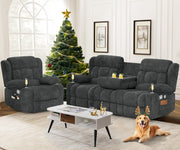 Loveseat Recliner Sofa, Flip Middle Backrest Design PU Leather 3 Seat Reclining Sofa with Storage Drawer, Manual Couch for Living Room (Ivory White, PU)