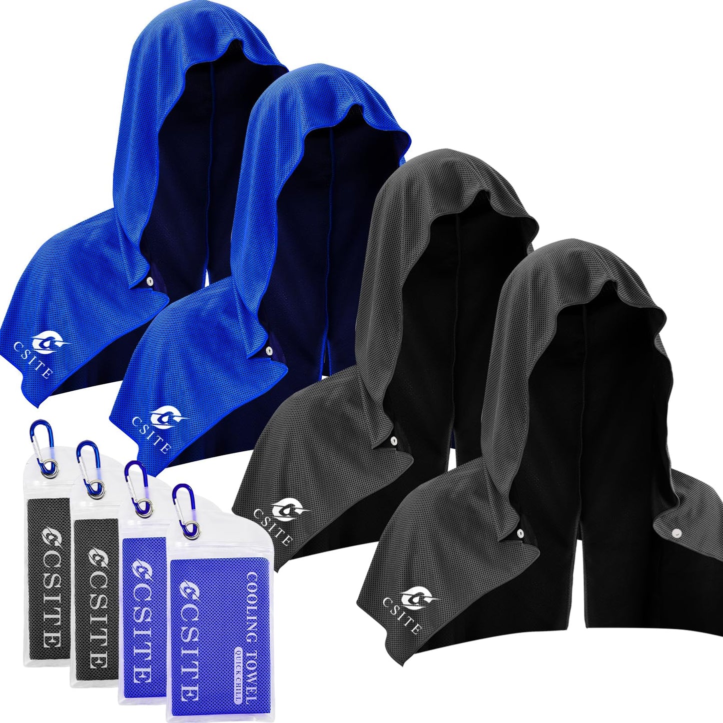 3 Pack Cooling Hoodie Towels for Neck and Face, UPF 50 Sun Protection & Instant Cooling, Ice Towels for Hot Weather, Soft Breathable Towel for Sport, Work Out, Gym, Camping & More Activities