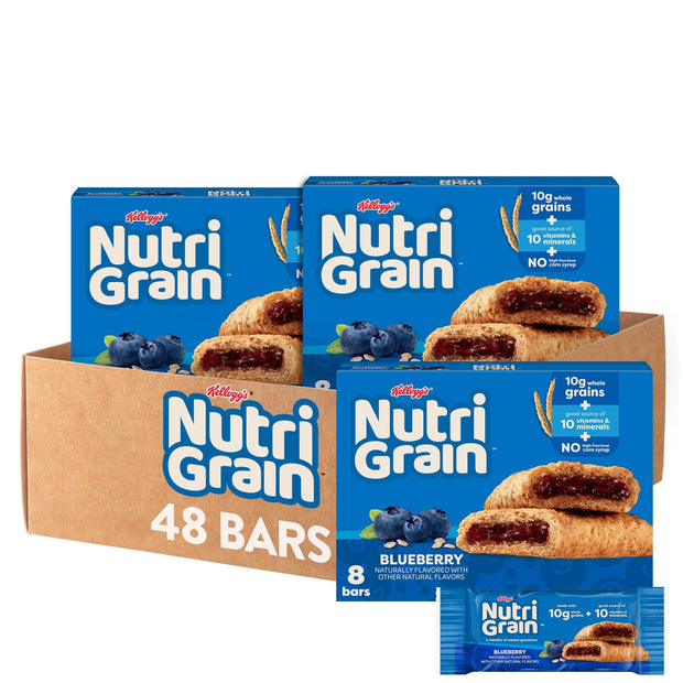 Nutri-Grain Soft Baked Breakfast Bars, Kids Snacks, Whole Grain, Variety Pack (4 Boxes, 32 Bars)