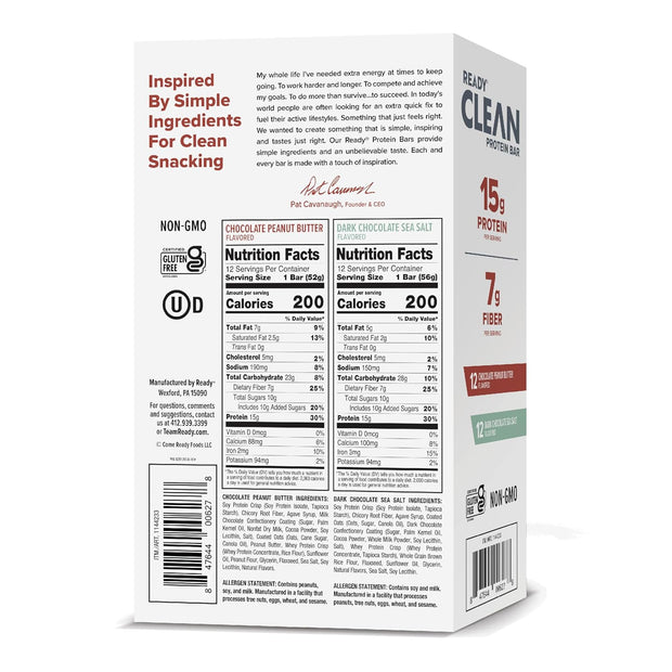 Ready® Protein Bars Twin Pack - 48CT Variety (2x 12ct Chocolate Sea Salt x 2x 12ct Chocolate Peanut Butter)