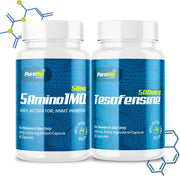 TESO & 5-Amino Capsule Bundle: Teso+ 500mcg Cognitive Function & 5A-1-Molecule 50mg NAD+ Activator, Metabolic & Wellbeing Support, 2 Bottles(90 Capsules), USA Made