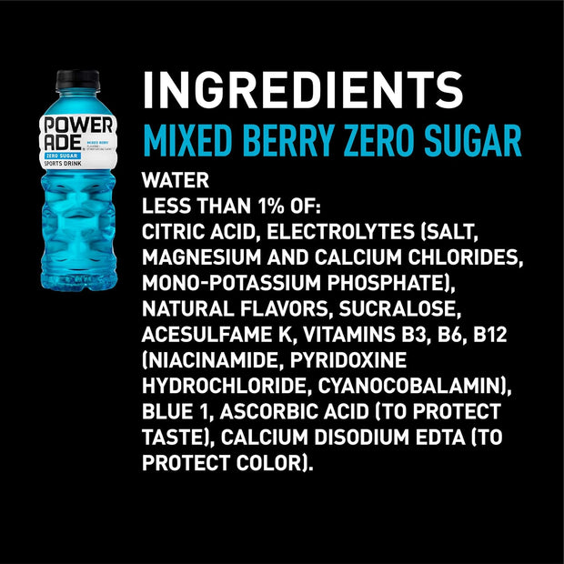POWERADE ZERO Mixed Berry, 20 fl oz, 8 Pack