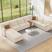 Vesgantti 108" Modular Sectional Sofa, Comfy Cloud Couch with Movable Ottoman Deep Seat Chenille L Shaped Modular Sofa, Sectional Couches for Living Room, Bedroom and Apartment, Beige
