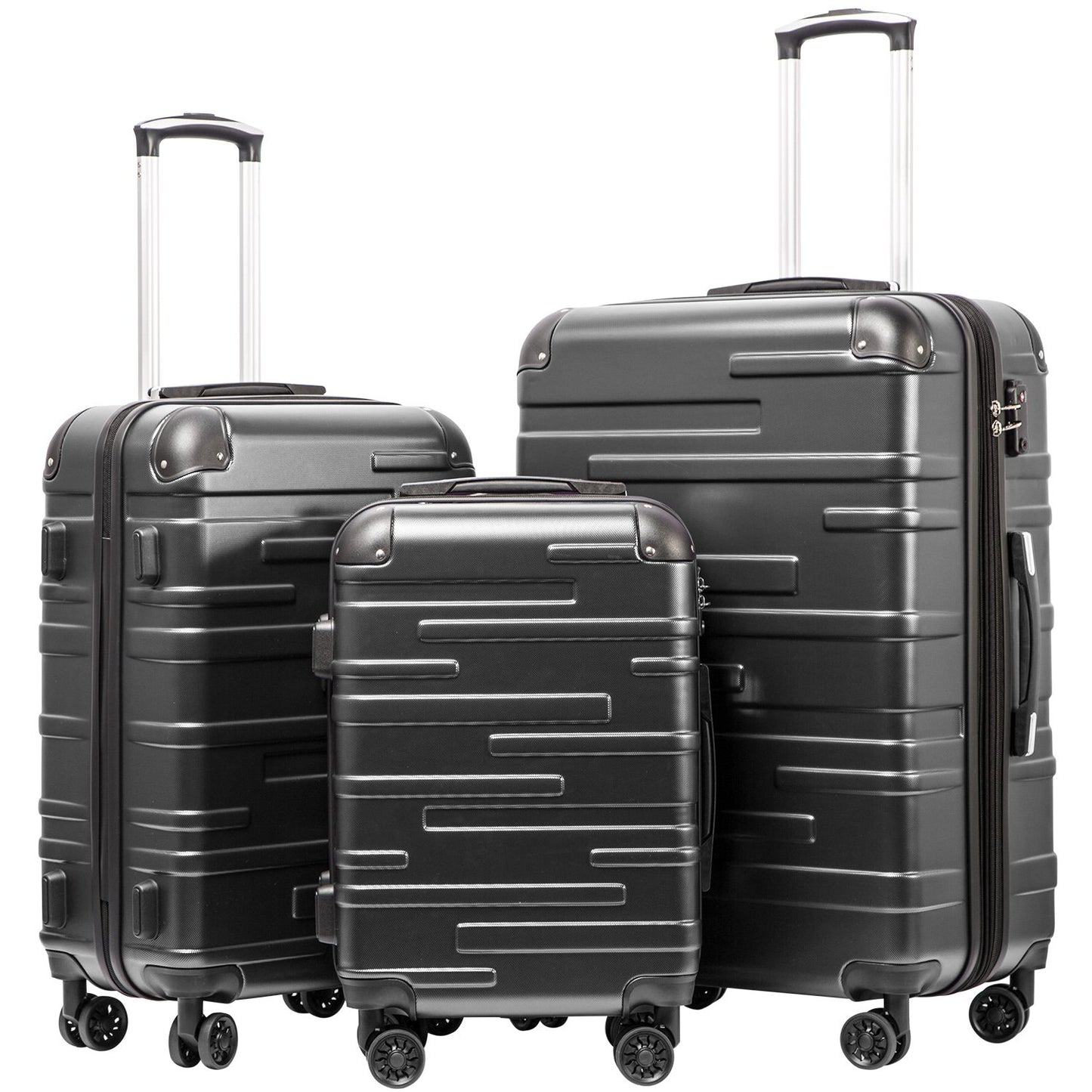 Coolife Luggage Expandable(only 28") Suitcase 3 Piece Set with TSA Lock Spinner 20in24in28in (dark green)