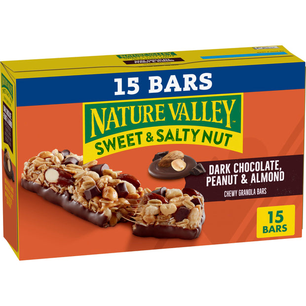 Nature Valley Sweet and Salty Nut Granola Bars, Dark Chocolate Peanut Almond, 24 Bars, 28.8 oz