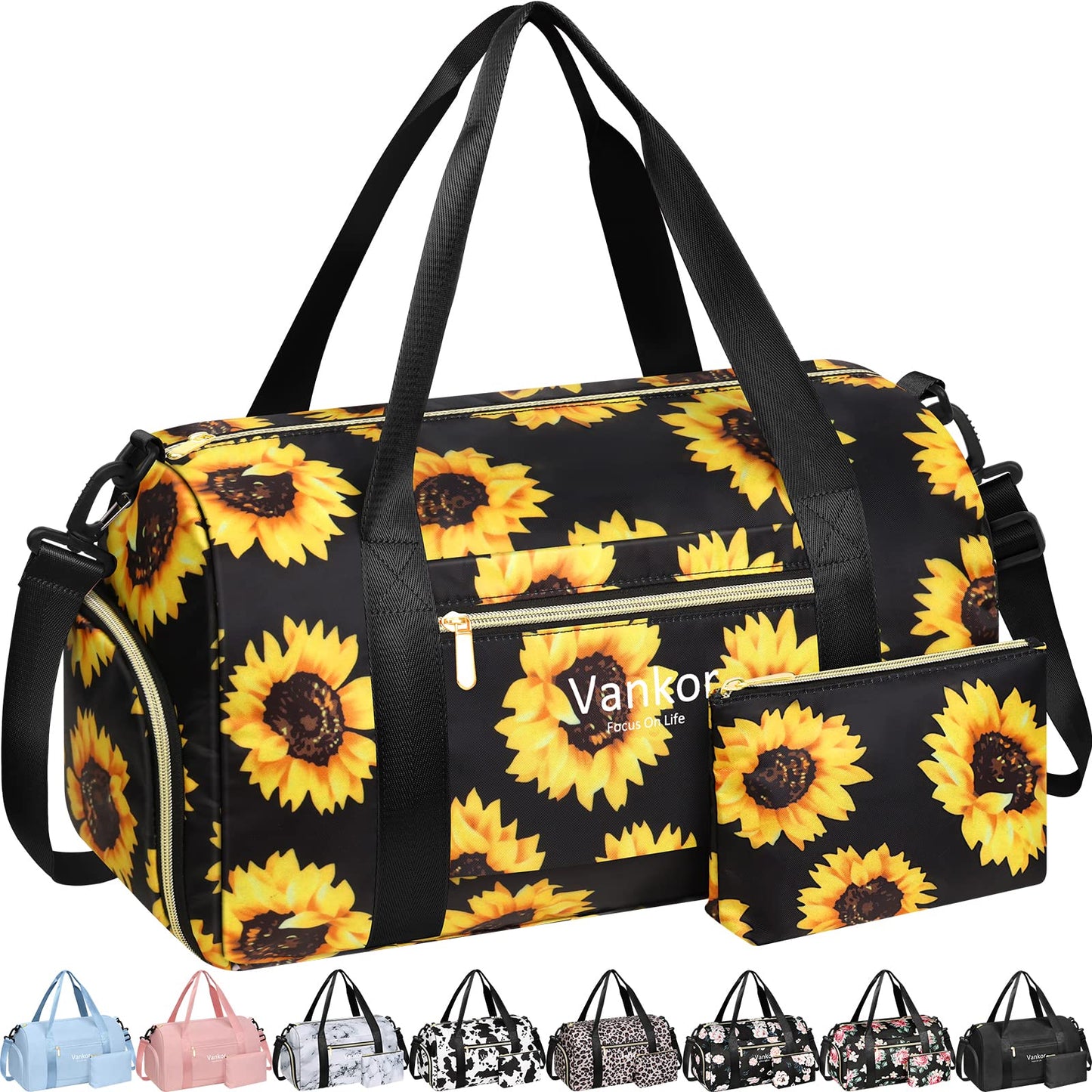 Gym Bag for Women with Shoe Compartment Waterproof, Sports Duffle Bag for Travel Duffel Weekender Carry on Beach Yoga Overnight Luggage Mommy Maternity Hospital Bag Blue 17.5 Inch