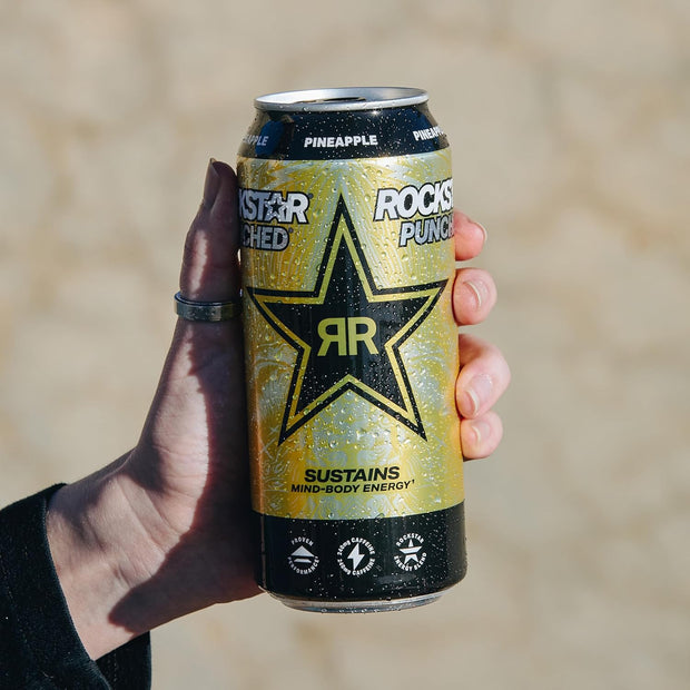 Rockstar Punched Energy Drink, Pineapple, 16 Fl Oz Cans (Pack of 12)