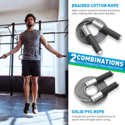 Weighted Jump Rope for Men, Women (1.5LB) - Alloy Steel Handles, Speed Skipping Rope, Gym,Indoor/Outdoor - Fitness, Workout, Boxing - Solid PVC & Cotton Rope