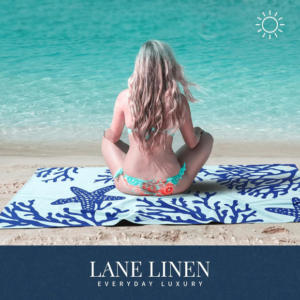 LANE LINEN 6 Pack Oversized Pre-Washed Lightweight Quick Dry Coral Beach Towels - 39"x71"