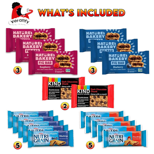 Veratify - Healthy Mixed Snack Box & Snacks Gift Variety Basket - Perfect for Men, Women, Adults, Office, School, College, Work - Variety Assortment Gift Basket - (Gift Care Package 66 Count)