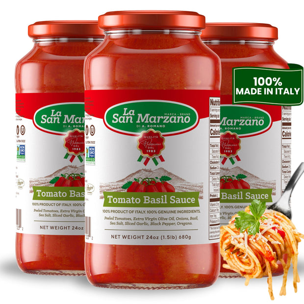 La San Marzano Marinara Sauce, 24 oz, Pasta Sauce Made in Italy, All Purpose Tomato Premium Quality, All Natural, Mediterranean Diet, Non GMO, Vegan, Gluten Free