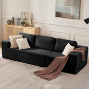 106" Cloud Sectional Couch, Left/Right Facing Convertible Sofa with Deep Seat, L-Shape Modular Upholstered Foam Couch for Living Room Bedroom, No Assembly Required (Corduroy Fabric, Beige)