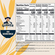 Quaker Instant Oatmeal Lower Sugar, 4 Flavor Variety Pack 44 Count (Pack of 1)
