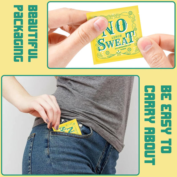 Mini Deodorant Body Wipes 150 pieces of Travel deodorant Wipes And Travel Deodorant Individually Wrap Hypoallergenic Underarm Sweating Lemon And Travel To Clean Skin For Female Male Teenagers