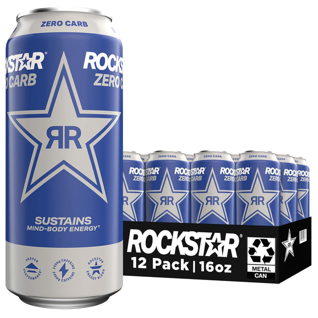Rockstar, Boom Energy Drink with Caffeine and Taurine Packaging May Vary, Whipped Strawberry, 16 Fl Oz (Pack of 12)