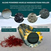 Oceanfoam Ripple Travel Foam Roller (11" x 3.35") Firm Mini Foam Roller for Physical Therapy, Deep Tissue Massage, Back Pain - High Density, Ergonomic Wave Textured - Yoga, Exercise (Black Marbled)