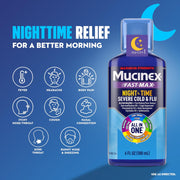 Mucinex Maximum Strength Fast-Max Cold & Flu and Nightshift, All-in-One Multi Symptom Relief Liquid, 6 Fl Oz - 2 Count (Pack of 1)