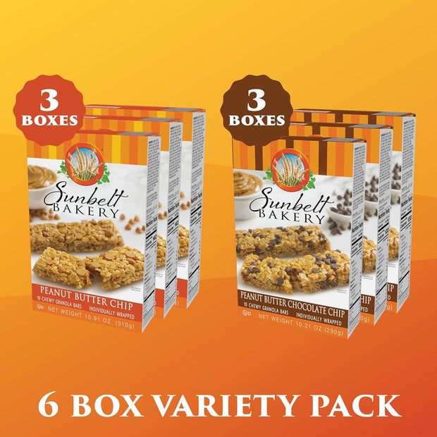 Sunbelt Bakery Peanut Butter Lovers Pack, 2 Flavor Chewy Granola Bar Variety Pack, 60 Piece Assortment