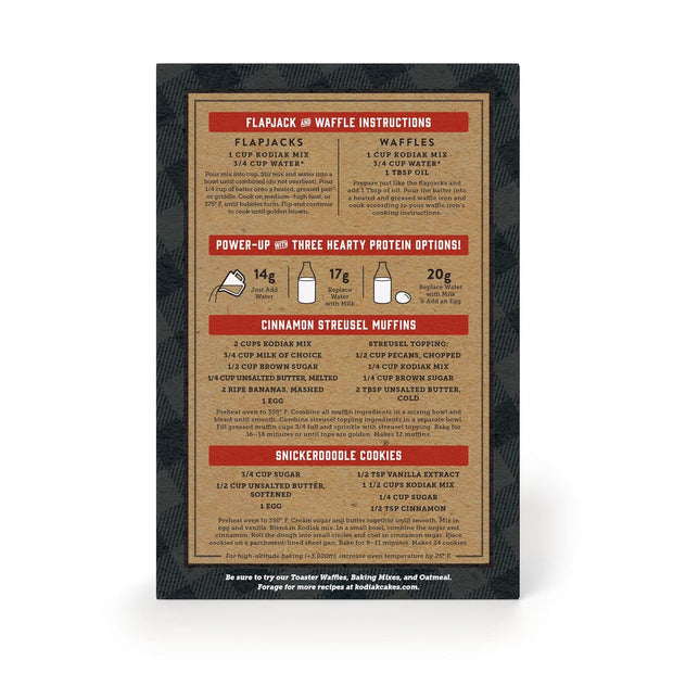 Kodiak Power Cakes, Pancake & Waffle Mix, Cinnamon Oat, High Protein,100% Whole Grains (Pack of 1)