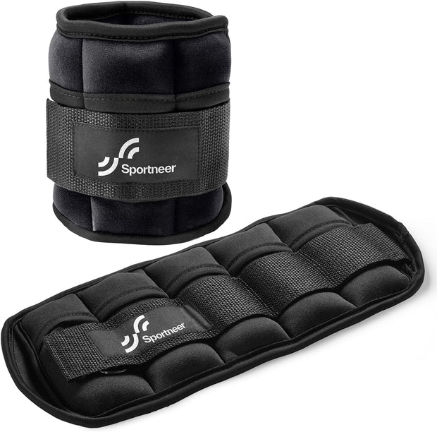 Sportneer Adjustable Ankle Weights for Women and Men 7 lbs/Pair Adjustable Leg Weights with Secure Straps, Strength Training Weighted for Yoga, Walking, Running, Aerobics, Gym, Physical Therapy