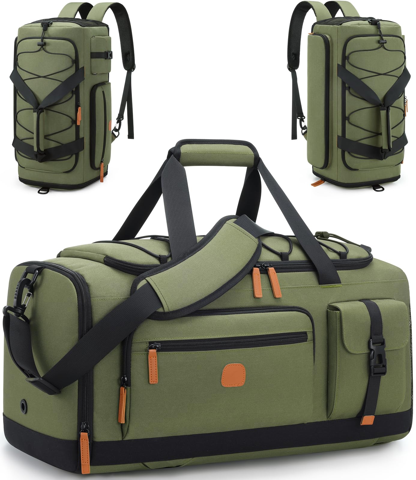 Gym Bag for Men and Women with Shoe & Laptop Compartment, 3-in-1 Sports Travel Duffel Bag Anti-Theft Weekender Carry-On Backpack for Airplane & Workout, Overnight Travel Bag,35L (Black, Medium)