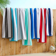 100% Cotton Velour Cabana Stripe Beach Towel Set 30" x 60" - Ultra Soft, Plush, & Highly Absorbent Towels for Pool, Beach, & Swimming. Marina Collection (4-Pack, Charcoal)