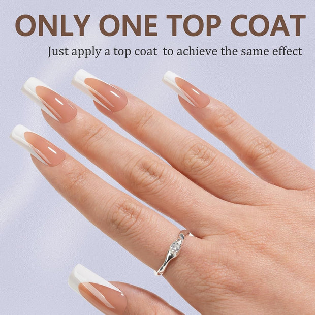 Misssix Deep French Gel Nail Tips, 150Pcs French Tip Press on Nails Long Square Brown, No Need to File 3 in 1 Tips Pre-lasting, Fake Nails for Nail Art DIY 15 Sizes