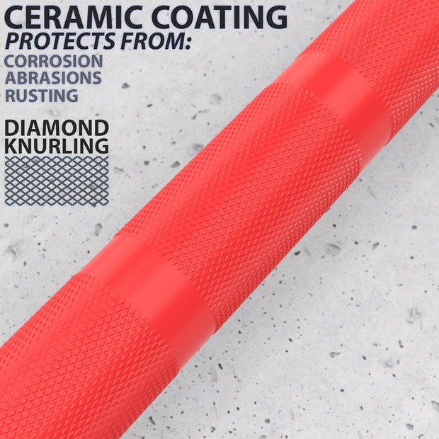 Synergee Games 15kg and 20kg Colored Ceramic Coated Barbells. Rated 1500lbs for Weightlifting and Powerlifting. Black, Red, Grey, Pink