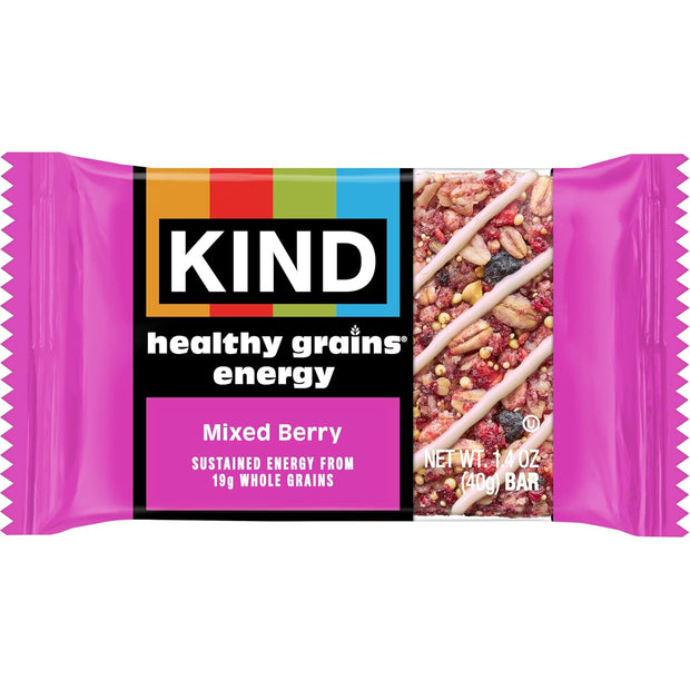 KIND Healthy Grains Energy Bars, Mixed Berry, 19g Whole Grains, Made with Super Grains, Gluten Free Snacks, 10 Ct Value Pack, 14.1oz