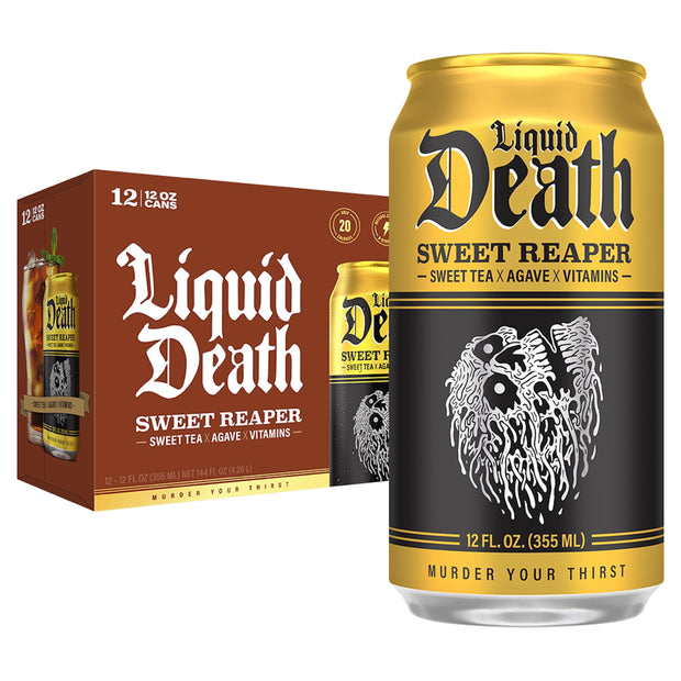 Liquid Death Iced Tea Variety 12-Pack (19.2 Oz Cans) (Grim Leafer, rest in Peach, Dead Billionaire, Green Guillotine)