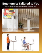 TIQLAB 55 * 24 Inches Electric Standing Desk, Adjustable Height Stand up Desk, Sit Stand Home Office Table with Splice Board, Light Walnut