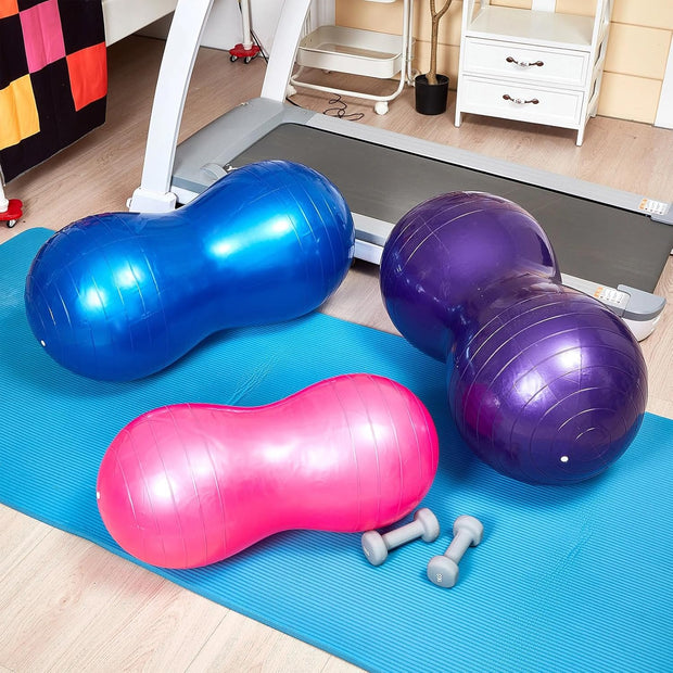 Jexine 3-Piece Anti-Burst Peanut Shape Ball Set - Exercise Yoga Balance Stability Ball for Kid Therapy, Pregnancy, and Home Gym, Includes 1 Pump, 3 Size Options