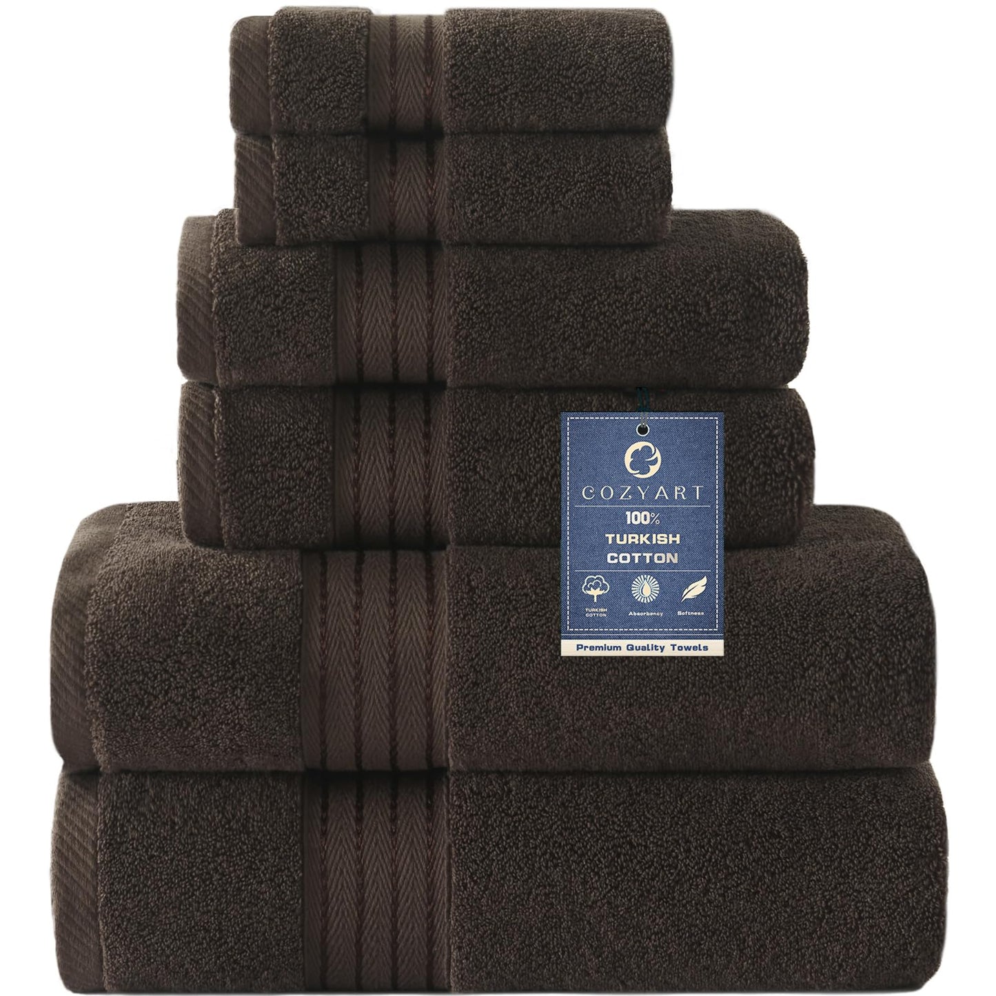 COZYART Burnt Orange Bath Towel Set for Bathroom Turkish Cotton Thick Soft Absorbent Durable 650 GSM Towel Sets of 6, 2 Large Bath Towels, 2 Hand Towels, 2 Washclothes