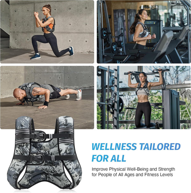 ZELUS Weighted Vest, 6lb/8lb/12lb/16lb/20lb/25lb/30lb Weight Vest with Reflective Stripe for Workout, Strength Training, Running, Fitness, Muscle Building, Weight Loss, Weightlifting