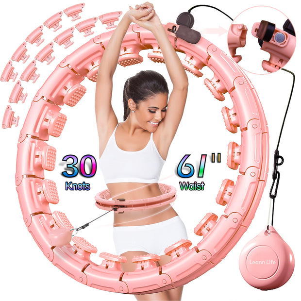 U5-16 Knots Waist 28”- 46”, Silent Smart Weighted Hula Hoop for Adults Weight Loss, Infinity Hoop Plus Size, Home Outdoors Fitness Exercise, Abdominal Toner