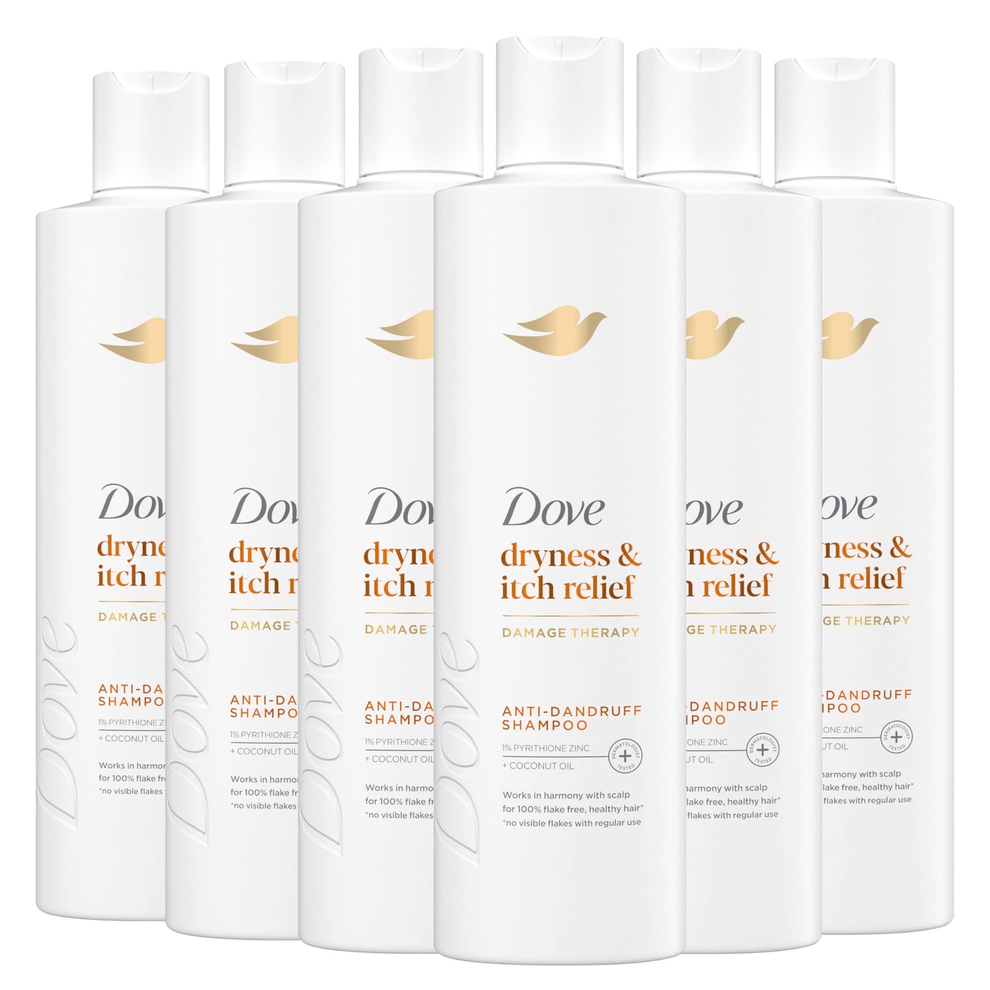 Dove Damage Therapy Derma Shampoo Dryness + Itch for Flaky Scalp with Pyrithione Zinc and Coconut Oil 12 Fl Oz