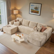 ovios 104" Cloud Sectional Couch with L-Shape Chaise,Modern Modular Sofa with Deep Seat, Upholstered Couches for Living Room Bedroom,No Assembly Required, Grey (Plush Corduroy Fabric)