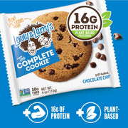 Lenny & Larry's The Complete Cookie, Chocolate Chip, Soft Baked, 16g Plant Protein, Vegan, Non-GMO, 4 Ounce Cookie (Pack of 12)