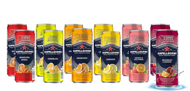 San Pellegrino Sparkling Fruit Beverages Variety Sampler Pack - 11.15 Fl Oz Cans (12 Pack) - In Sanisco Box…