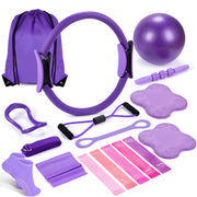 Pilates Ring Circle Fitness Set 17 pcs Equipment Accessories Workouts Includes Pilates Ball Magic Circle Yoga Ring Knee Pads and Resistance Bands for Women Set Gift for Women Weight Loss