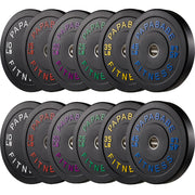 Papababe Weight Plates, 2-Inch Weights Plates Set, Floor Protective Rubber Weight Plates, 10-600lbs Bumper Plates for Barbell Strength Training & Weightlifting (Single/Pair/Full Set)