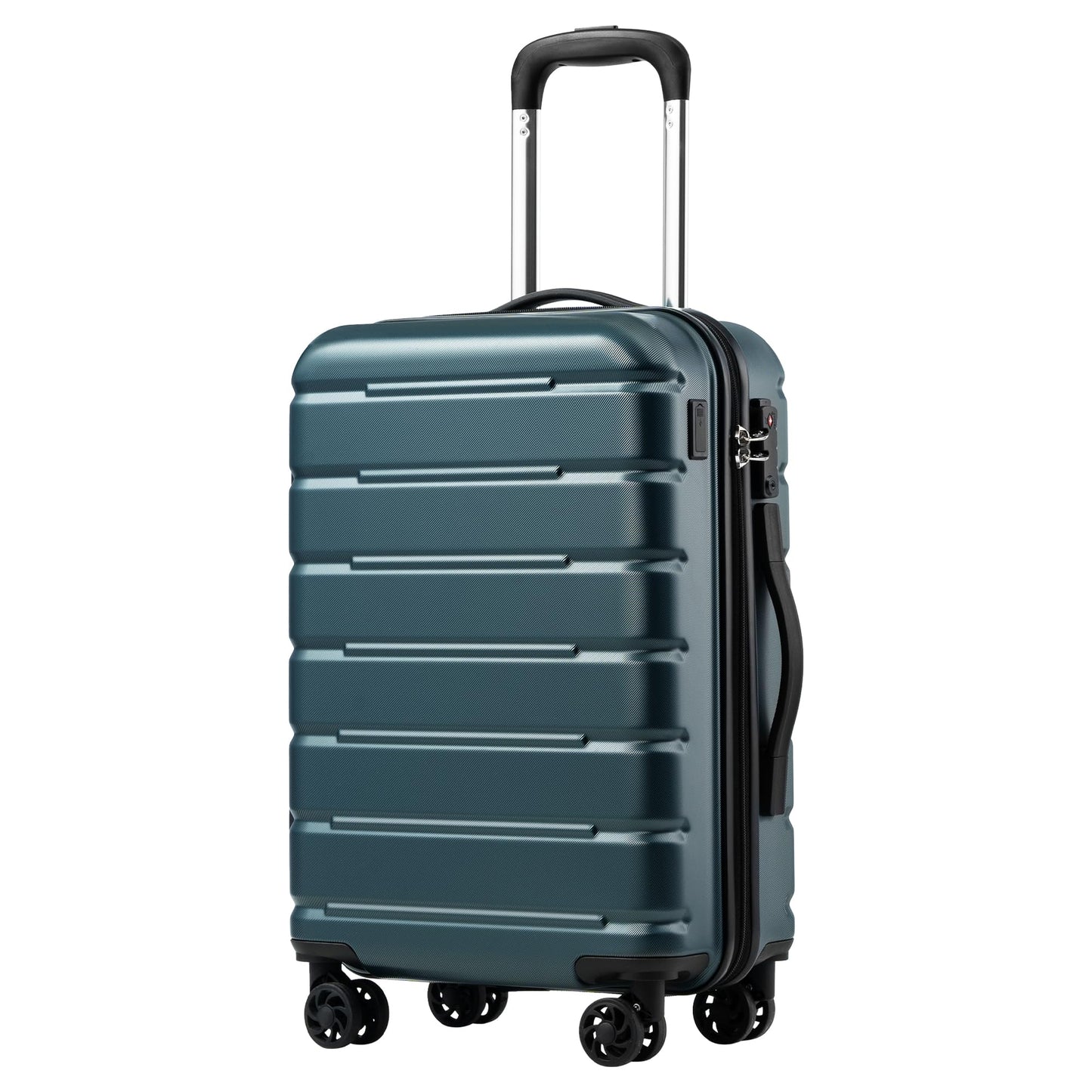 Coolife Luggage Suitcase Carry-on Spinner TSA Lock USB Port Expandable (only 28’’) Lightweight Hardside Luggage (Ice Blue, 3 piece set)