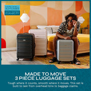 Westridge Hardshell Luggage Set - 3 Piece Set - 20" Carry-On, 24” & 28” Checked Luggage Set with 360° Spinner Wheels - Expandable Suitcases for Extended Travel - Durable ABS Shell - Black