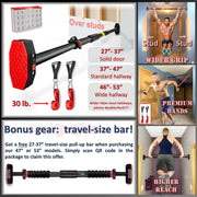 Pull Up Bar for Hallway or Doorway 6-piece Set with Two Attachable Resistance Bands/Handles, Training Manuals, No Screws Chin Up Bar, Max 680lbs, Width options: 27-37", 37-47"; 46-53"