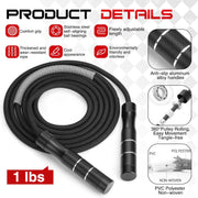 Weighted Jump Rope for Men and Women 1 LB Ball Bearing Rapid Speed Skipping Rope for Workout Fitness Exercise Aluminum Handle Adjustable Length Fabric Cotton and Solid PVC