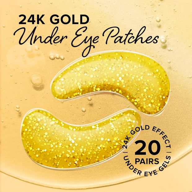MAREE 24k Gold Under Eye Gels for Dark Circles and Puffiness - Collagen & Hyaluronic Acid Skincare Gel Pads - Gold Eye Patches for Puffy Eyes and Dark Circles - Under Eye Masks - Travel Essentials