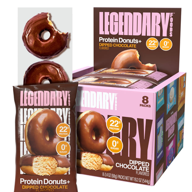 Legendary Foods 22gr Protein Donuts - Glazed Vanilla 8x (2 Donuts per Pack), High Protein, Zero Sugar, Gluten Free and Low Carb, Keto Friendly Snack, Healthy Donut for GLP-1, Diabetic, Bariatric Diets