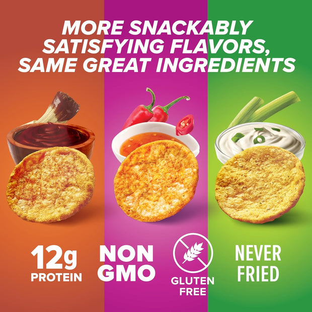 Pure Protein Popped Crisps, High Protein Snack, 12G Protein, Variety Pack: Hickory Barbecue, Sour Cream & Onion, Sweet Chili, 12 Count