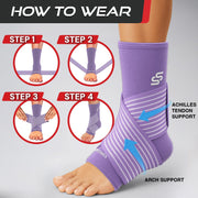 Sleeve Stars Ankle Brace for Women & Men, Ankle Wrap for Sprain, Compression Sleeve for Plantar Fasciitis Relief, Easy Customizable Support: w/ Removable Strap (Single/M:10"-12"/Black)